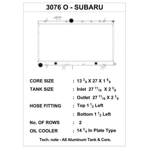 RADIATOR 02-07 Subaru Impreza w/ built-in oil cooler (WRX/STI – w/ filler neck)