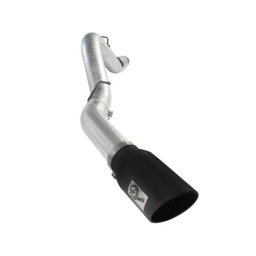 aFe ATLAS 5in DPF-Back Aluminized Steel Exhaust System w/Black Tip GM Diesel Tru – 49-04041-B