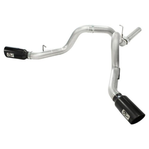 aFe ATLAS 4in Aluminized Steel DPF-Back Exhaust System w/Black Tip GM Diesel Tru – 49-04043-B