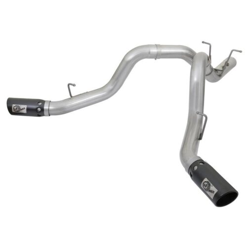 aFe ATLAS 4in Aluminized Steel DPF-Back Exhaust System w/Dual Rear Exit Black Ti