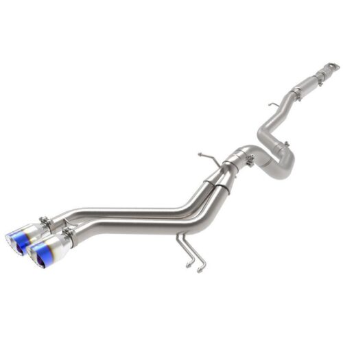 aFe Takeda 2-1/2 IN to 3 IN 304 Stainless Steel Cat-Back Exhaust w/ Blue Flame T – 49-37018-L