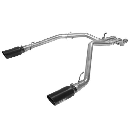 aFe Large Bore-HD 3in 409 Stainless Steel DPF-Back Exhaust System w/Black Tip Ra – 49-42045-B