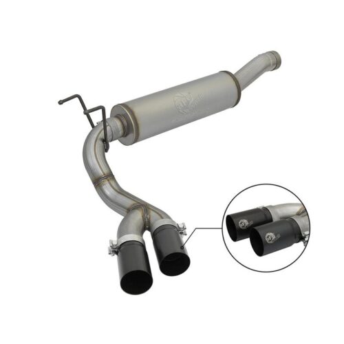 aFe Rebel Series 3-1/2in Stainless Steel Cat-Back Exhaust System w/Black Tip