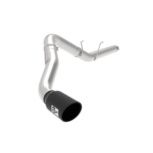 aFe Large Bore-HD 5 IN 409 Stainless Steel DPF-Back Exhaust System w/Black Tip R – 49-42075-B