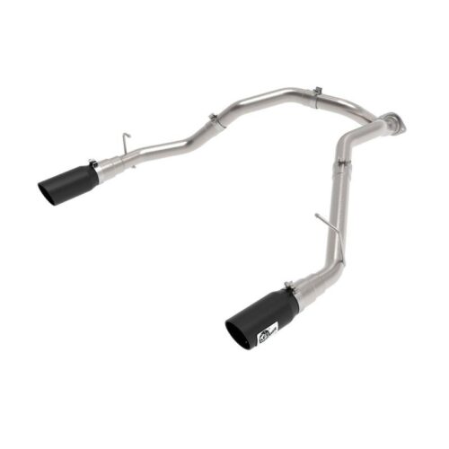 aFe Large Bore-HD 3 IN 409 Stainless Steel DPF-Back Exhaust System w/Black Tip R