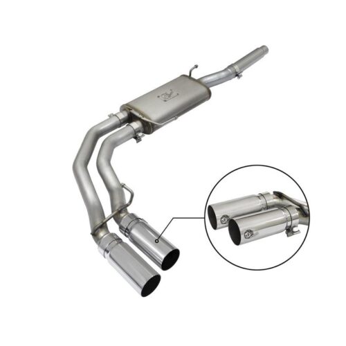 aFe Rebel Series 3in to 2-1/2in 409 Stainless Steel Cat-Back Exhaust w/Polished – 49-43079-P