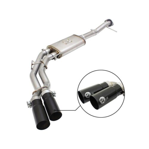 aFe Rebel Series 3in to 2-1/2in Stainless Steel Cat-Back Exhaust System w/Black – 49-43080-B