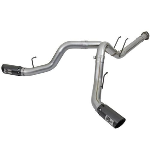 aFe Large Bore-HD 4in 409 Stainless Steel DPF-Back Exhaust System w/Black Tip – 49-43092-B