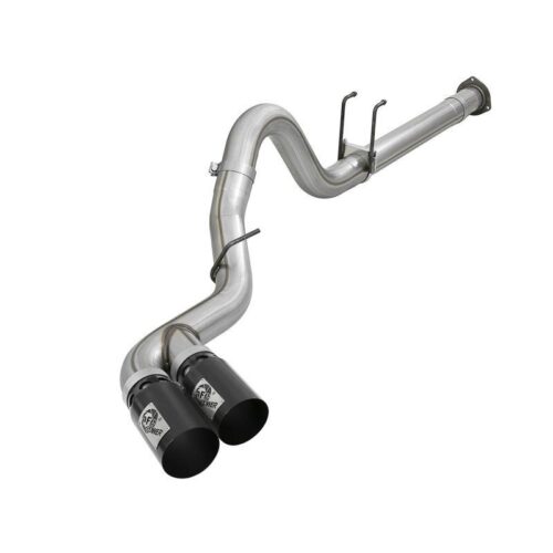 aFe Rebel XD Series 4 IN 409 Stainless Steel DPF-Back Exhaust w/Dual Black Tips – 49-43120-B