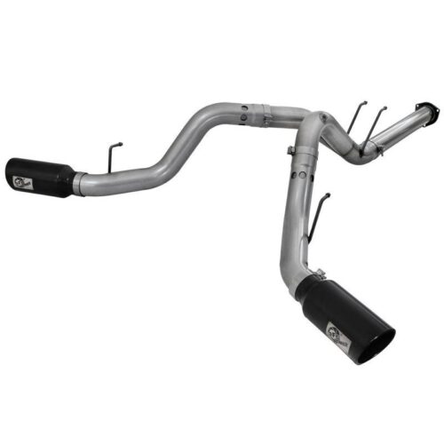 aFe Large Bore-HD 4 IN 409 Stainless Steel DPF-Back Exhaust System w/Black Tip F