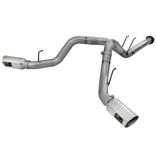 aFe Large Bore-HD 4 IN 409 Stainless Steel DPF-Back Exhaust System w/Polished Ti – 49-43122-P