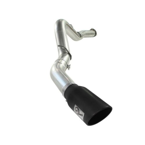 aFe Large Bore-HD 5in 409 Stainless Steel DPF-Back Exhaust System w/Black Tip GM – 49-44040-B