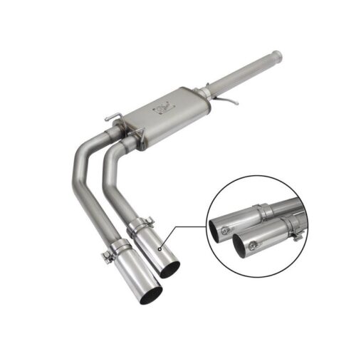 aFe Rebel Series 3in to 2-1/2in 409 Stainless Steel Cat-Back Exhaust w/Polished – 49-44062-P