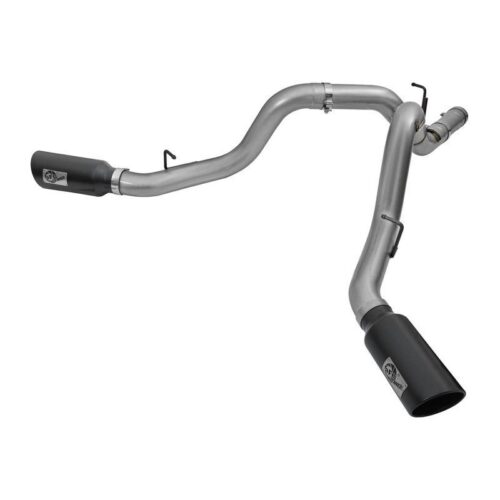 aFe Large Bore-HD 4in 409 Stainless Steel DPF-Back Exhaust System w/Black Tip GM – 49-44080-B