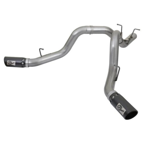 aFe Large Bore-HD 4in 409 Stainless Steel DPF-Back Exhaust System w/Dual Black T