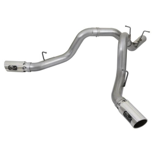 aFe Large Bore-HD 4in 409 Stainless Steel DPF-Back Exhaust w/Dual Polished Tips