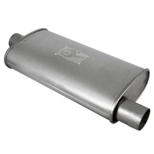 aFe Scorpion Aluminized Steel Muffler 2-1/2 In/Out, 4″H x 9″W x 18″L Center/Off”