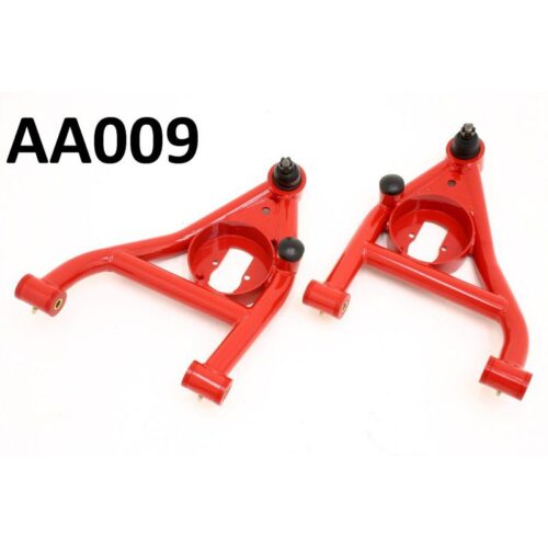 BMR A-arms, lower, DOM, non-adj, poly bushings, rear bump stops Red